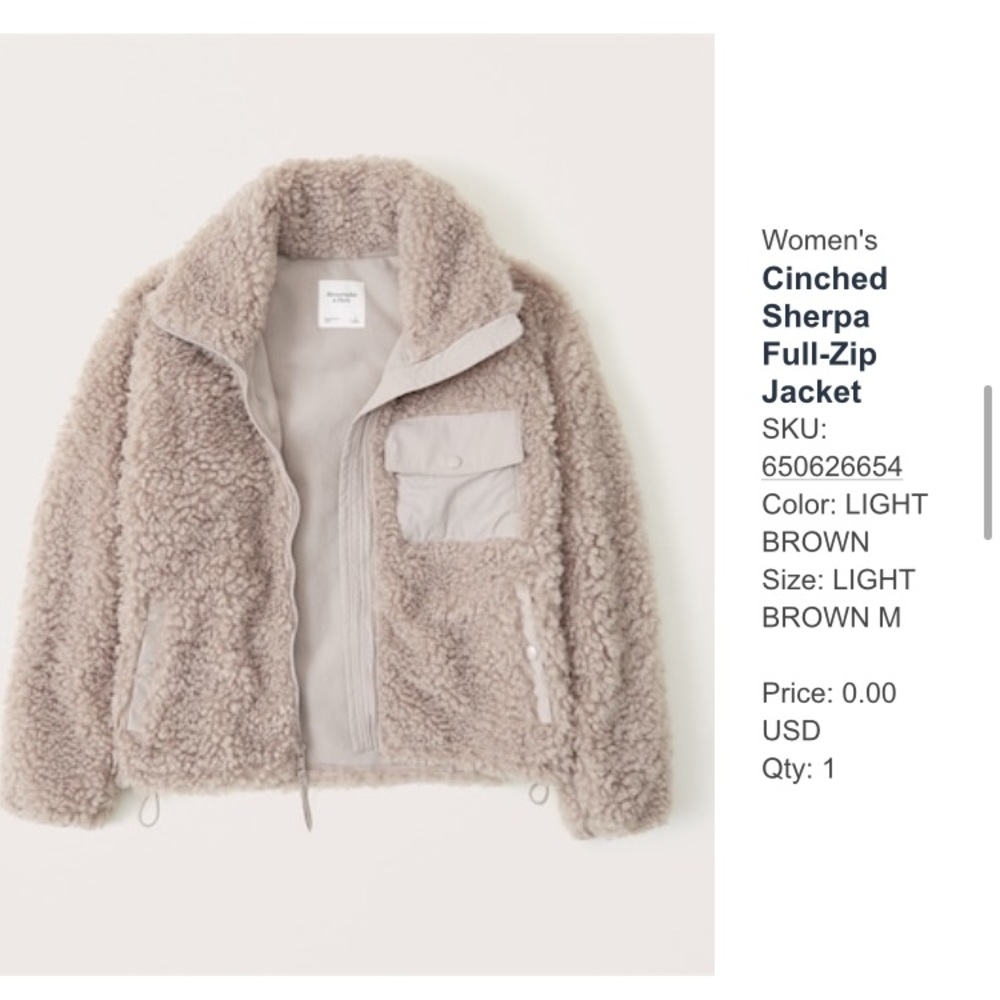Abercrombie & fitch full zip Sherpa jacket NWT
